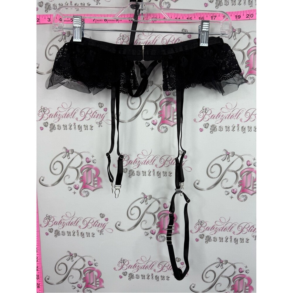 Garter Black Lace Garter Belt with Adjustable Straps tutu - Picture 2 of 15